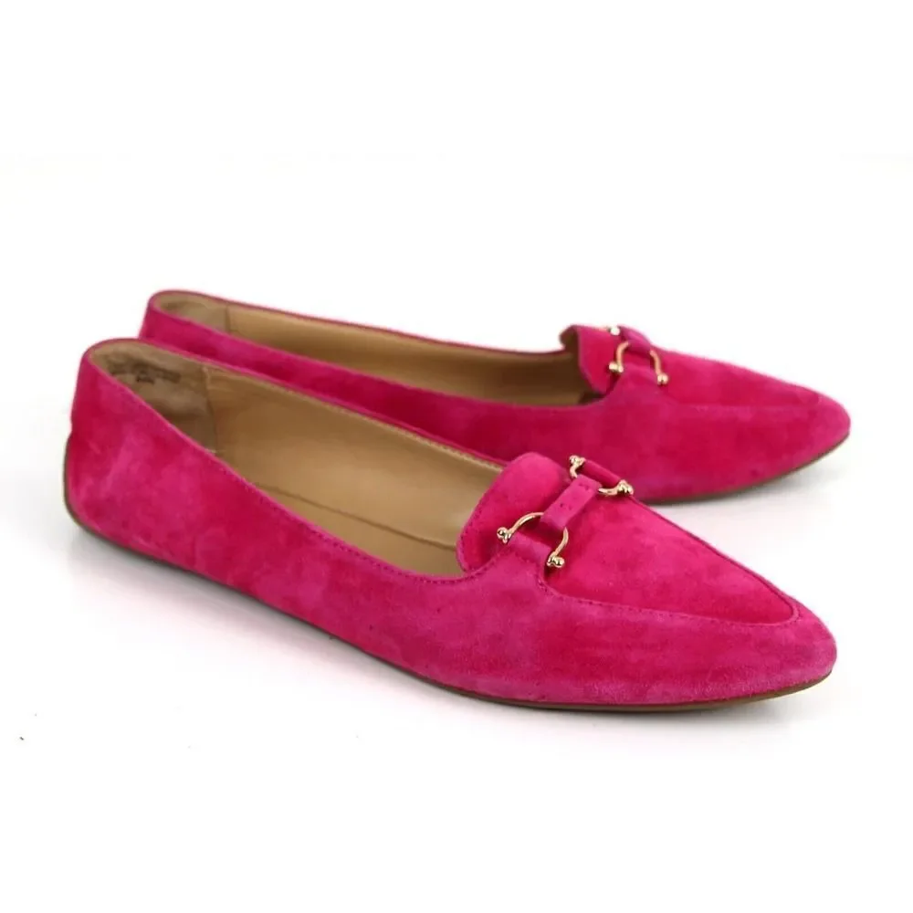 Talbots FUCHSIA GENUINE LEATHER SUEDE LOAFER FLATS POINTED TOE SHOES Sz 8.5